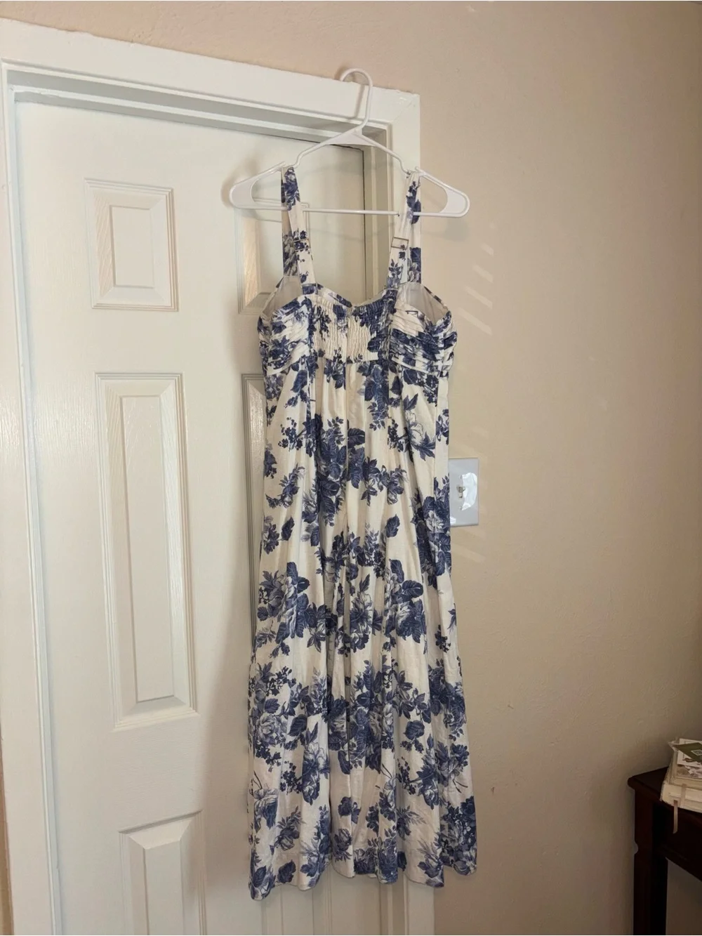 Abercrombie & Fitch White Maxi Dress with Blue Floral Print